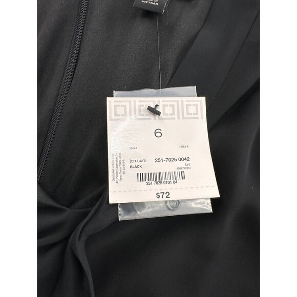 Liz Claiborne Black Long Sleeve Sheer Bow Tie Career Dress 6 Old Money Retro a - Picture 5 of 12